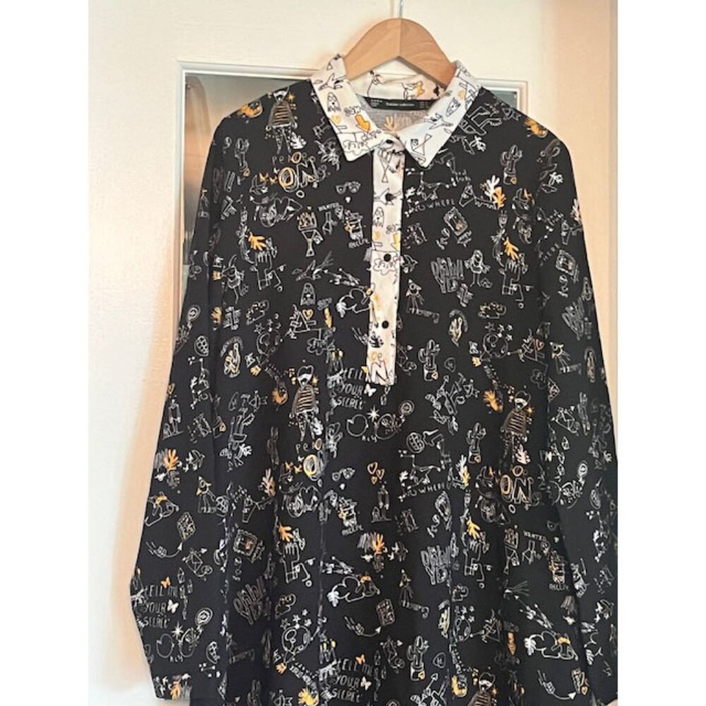 NWOT ZARA Button Collared Skater Dress Size S